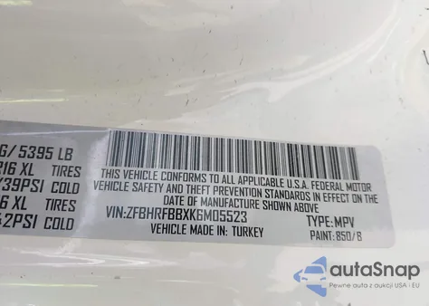 2019 Ram Promaster City Tradesman Slt from USA, damaged, VIN ZFBHRFBBXK6M05523